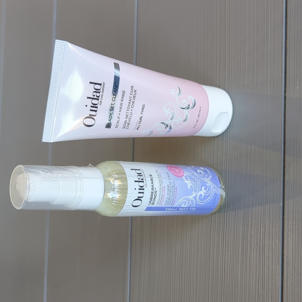 Ouidad Ready Set Clean Scalp/Hair Rinse & Unbreakable Bonds Bonding Oil Set
